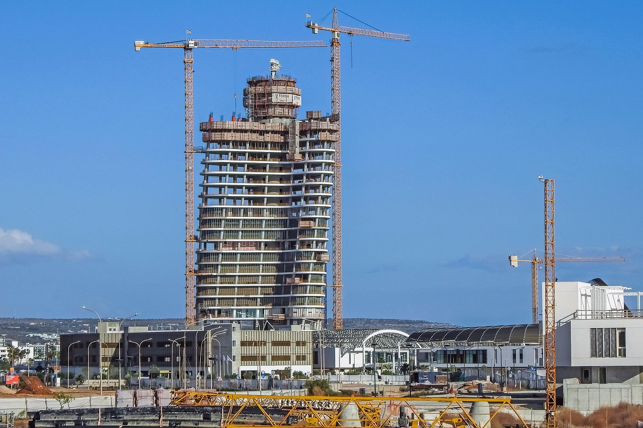 construction site, cranes, building, architecture, business, economy, investment